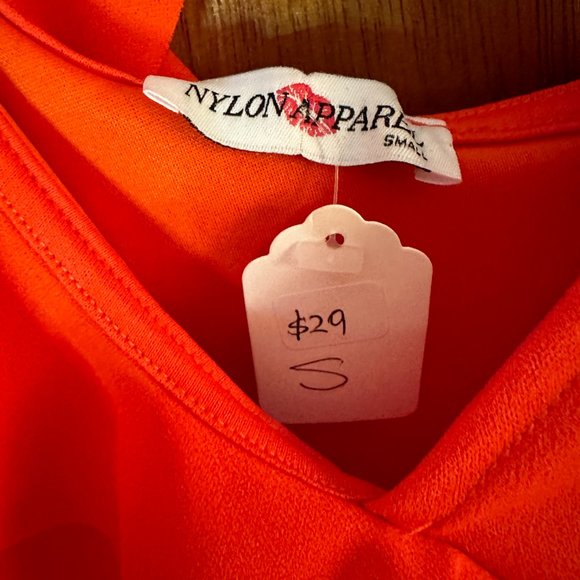 NWT Hot Orange Ruffle Tank Top Size Small - Picture 3 of 3